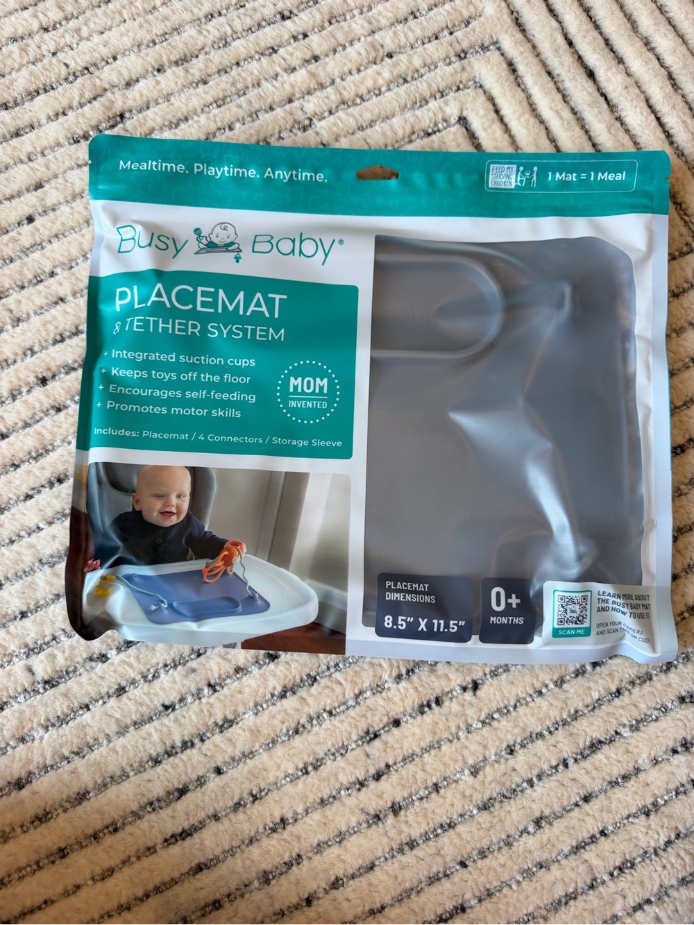 Busy Baby Gray Placemat & Tether System –Feeding Placemat